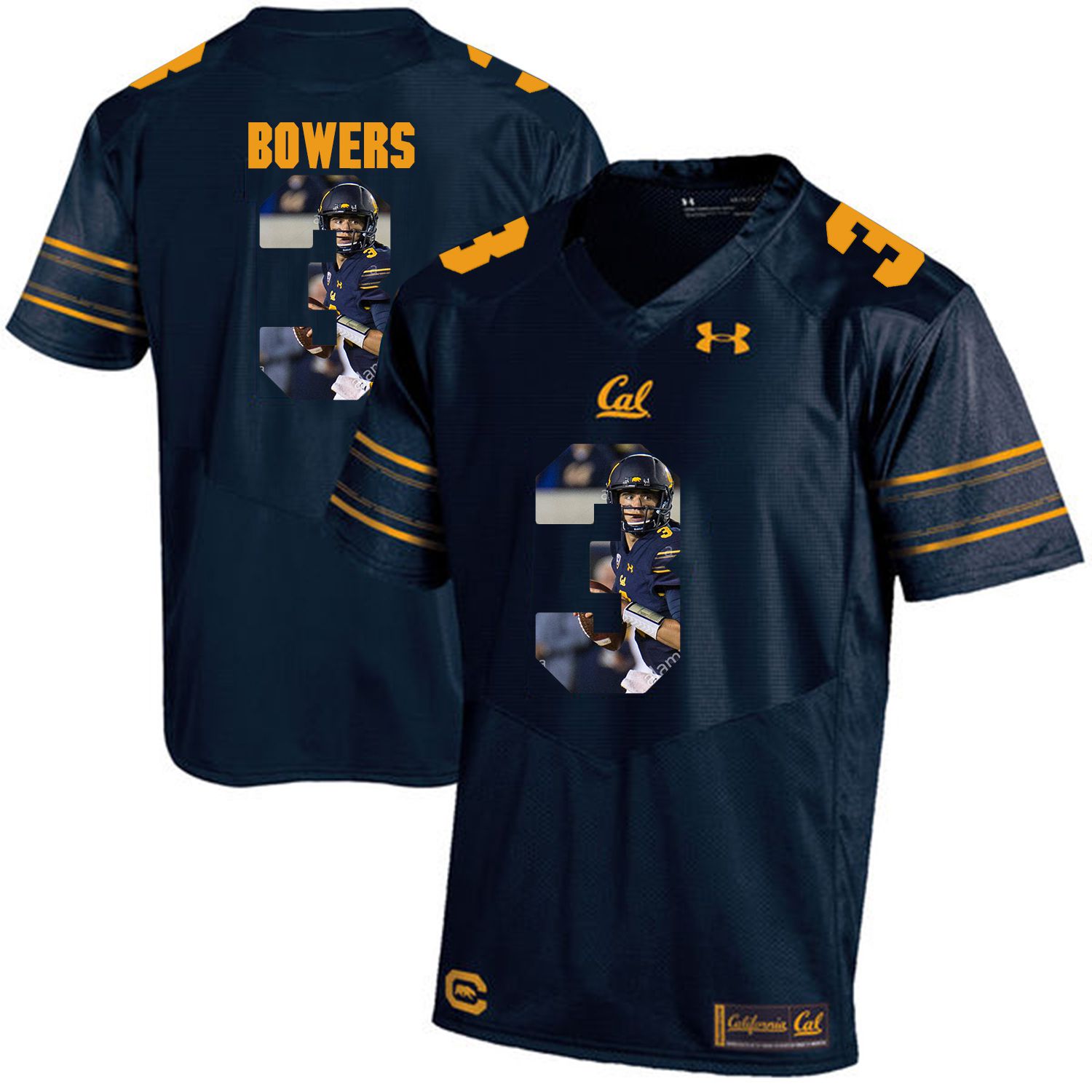 Men California Golden Bears #3 Ross Bowers Dark blue Customized NCAA Jerseys
